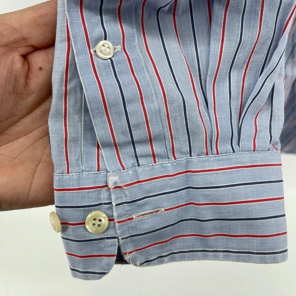 Polo Ralph Lauren Shirt Mens 17 34/35 Blue Striped Yarmouth‎